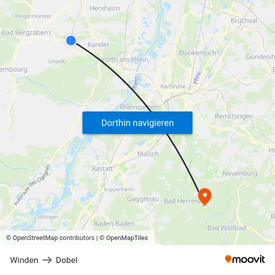 Winden to Dobel map