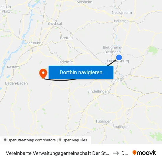 Vereinbarte Verwaltungsgemeinschaft Der Stadt Freiberg am Neckar to Dobel map