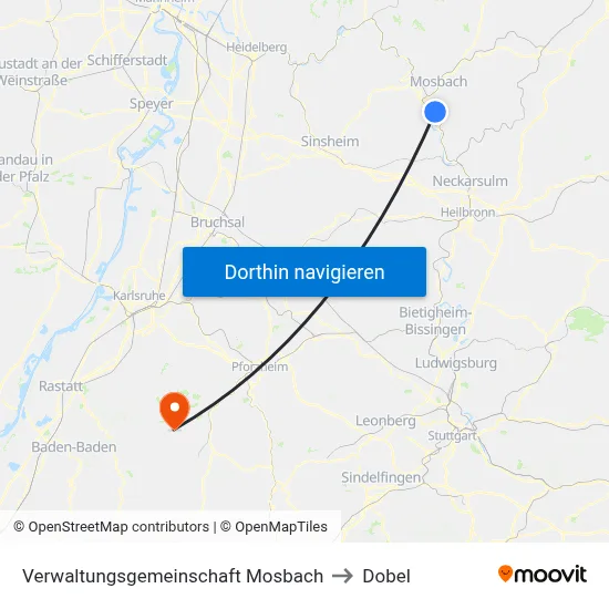 Verwaltungsgemeinschaft Mosbach to Dobel map