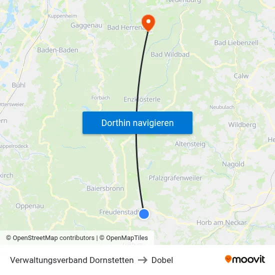 Verwaltungsverband Dornstetten to Dobel map