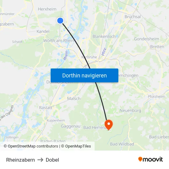 Rheinzabern to Dobel map