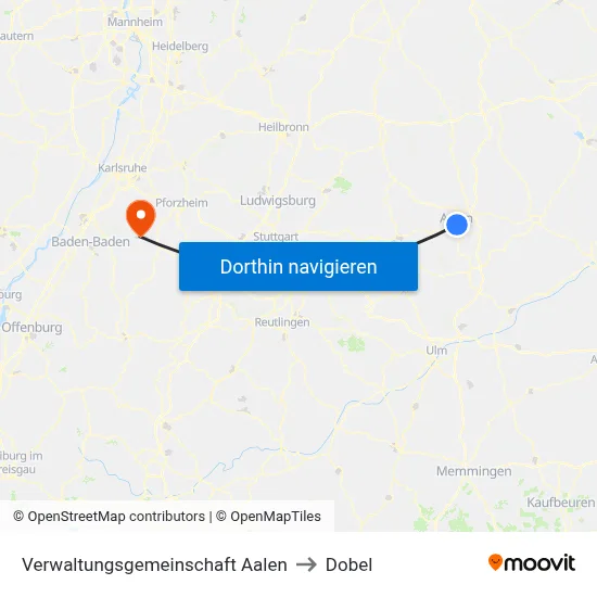 Verwaltungsgemeinschaft Aalen to Dobel map