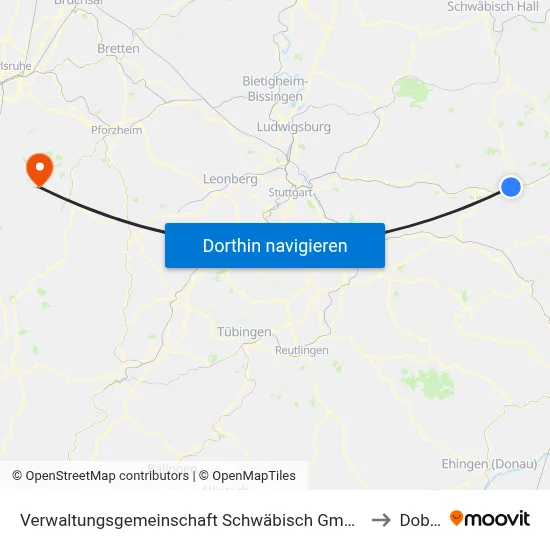 Verwaltungsgemeinschaft Schwäbisch Gmünd to Dobel map