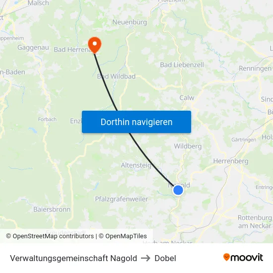 Verwaltungsgemeinschaft Nagold to Dobel map
