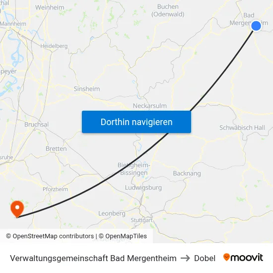 Verwaltungsgemeinschaft Bad Mergentheim to Dobel map