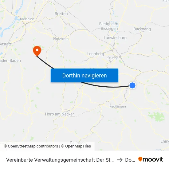 Vereinbarte Verwaltungsgemeinschaft Der Stadt Nürtingen to Dobel map