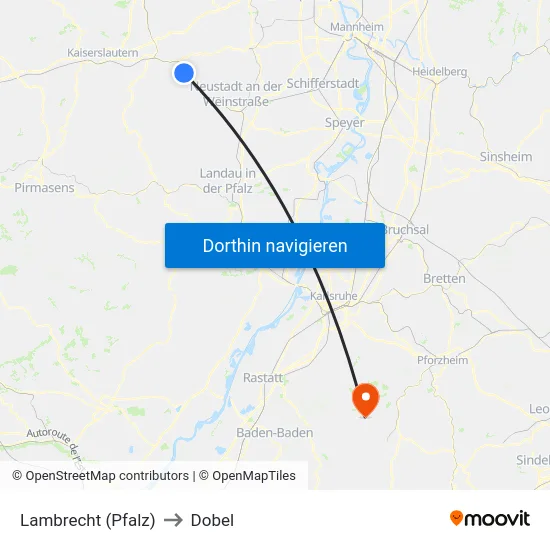 Lambrecht (Pfalz) to Dobel map