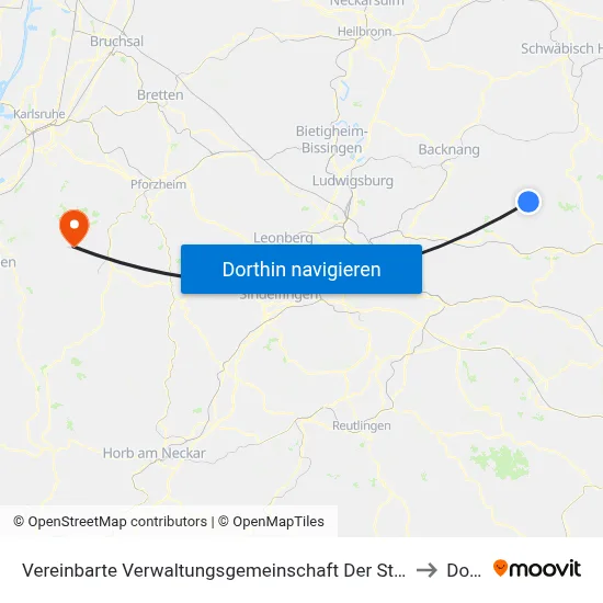 Vereinbarte Verwaltungsgemeinschaft Der Stadt Welzheim to Dobel map