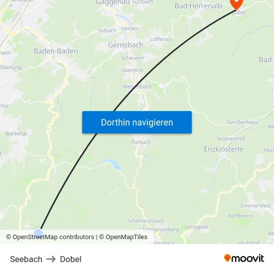 Seebach to Dobel map