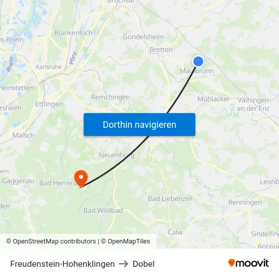 Freudenstein-Hohenklingen to Dobel map