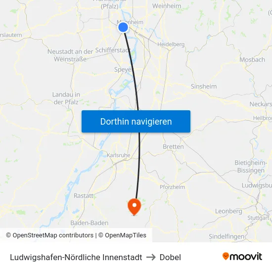 Ludwigshafen-Nördliche Innenstadt to Dobel map