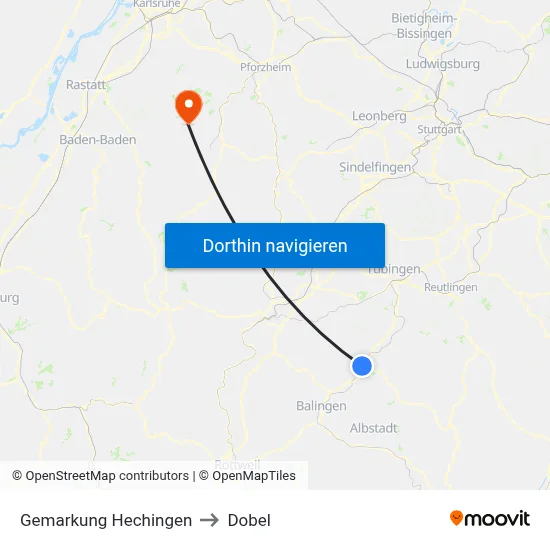 Gemarkung Hechingen to Dobel map