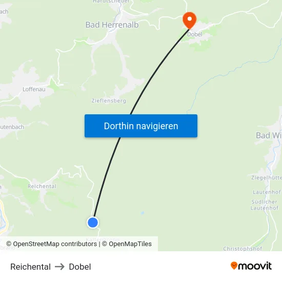 Reichental to Dobel map
