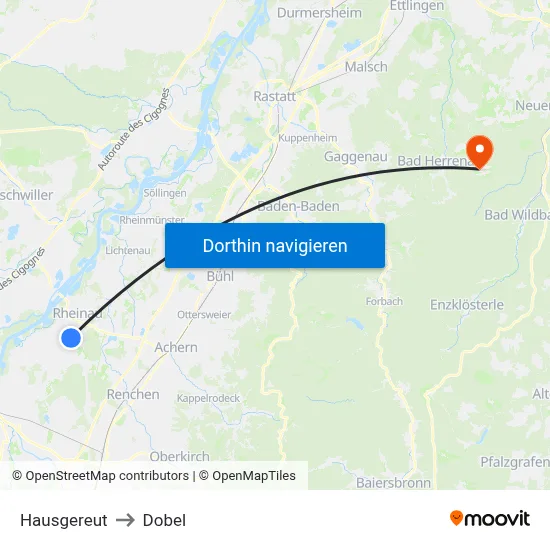 Hausgereut to Dobel map