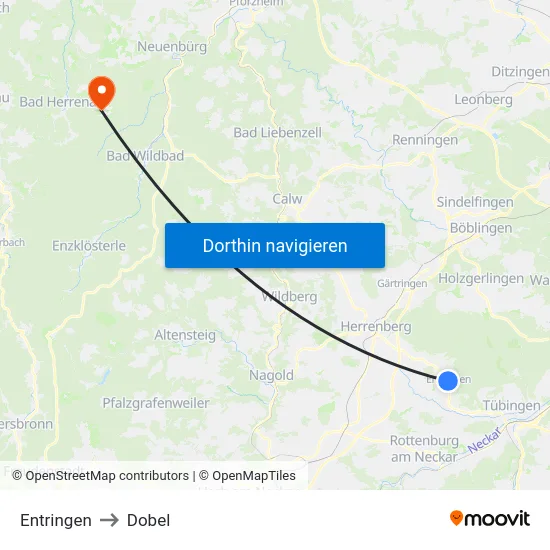 Entringen to Dobel map