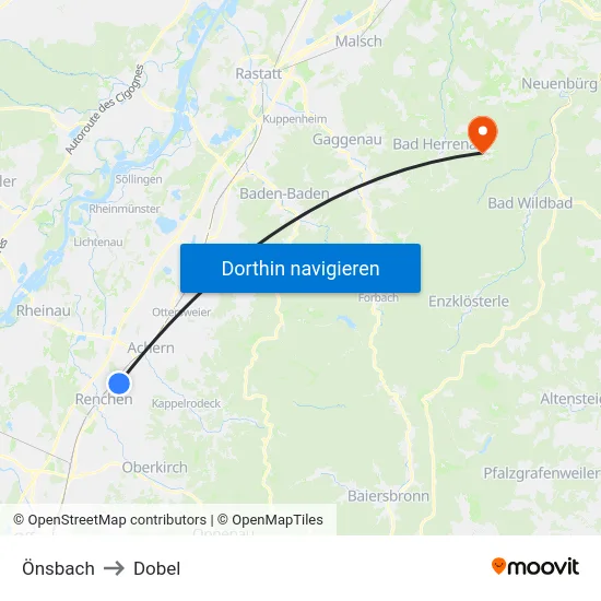 Önsbach to Dobel map