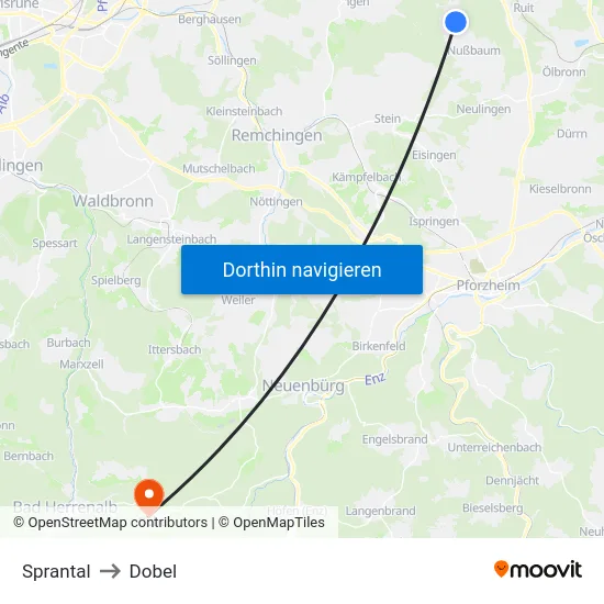 Sprantal to Dobel map