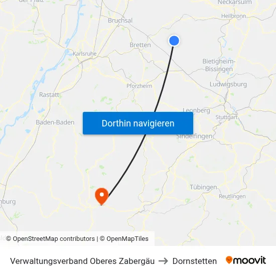 Verwaltungsverband Oberes Zabergäu to Dornstetten map