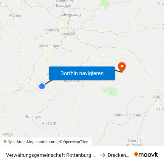 Verwaltungsgemeinschaft Rottenburg am Neckar to Drackenstein map