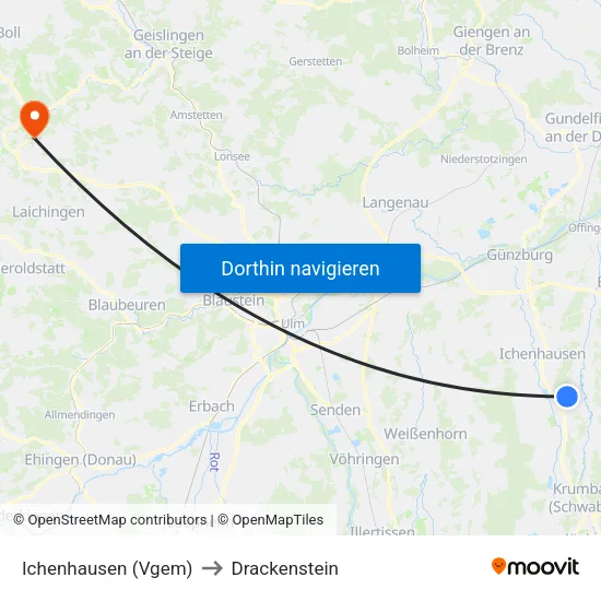 Ichenhausen (Vgem) to Drackenstein map