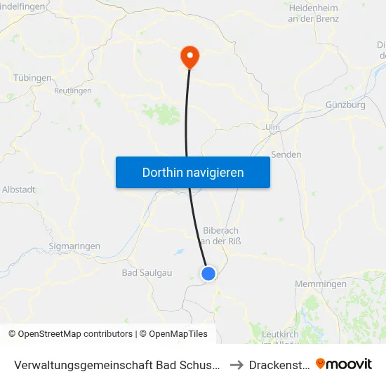 Verwaltungsgemeinschaft Bad Schussenried to Drackenstein map