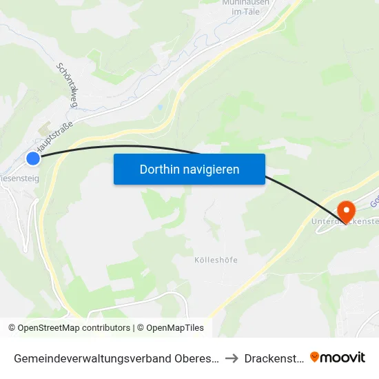 Gemeindeverwaltungsverband Oberes Filstal to Drackenstein map