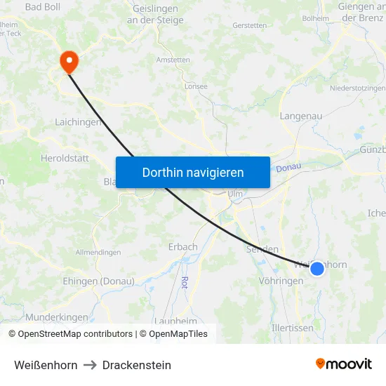Weißenhorn to Drackenstein map