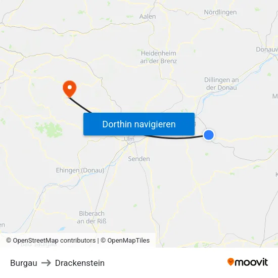 Burgau to Drackenstein map
