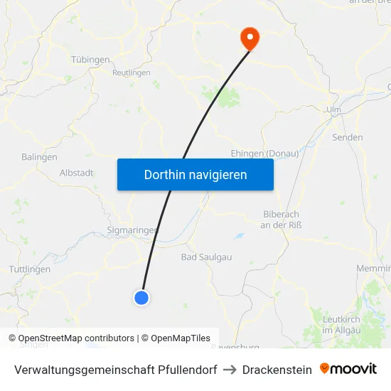 Verwaltungsgemeinschaft Pfullendorf to Drackenstein map