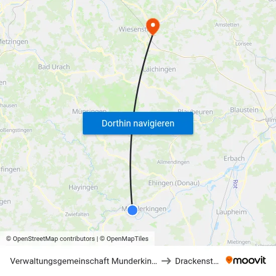 Verwaltungsgemeinschaft Munderkingen to Drackenstein map