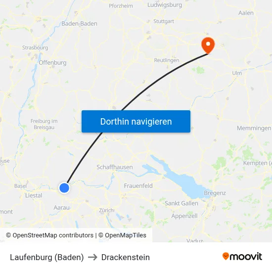 Laufenburg (Baden) to Drackenstein map