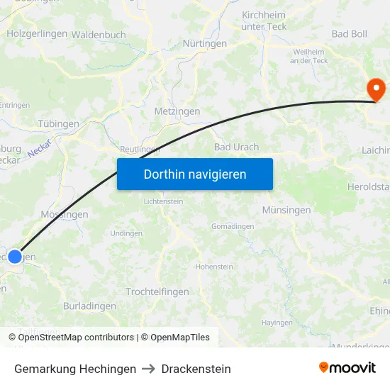 Gemarkung Hechingen to Drackenstein map