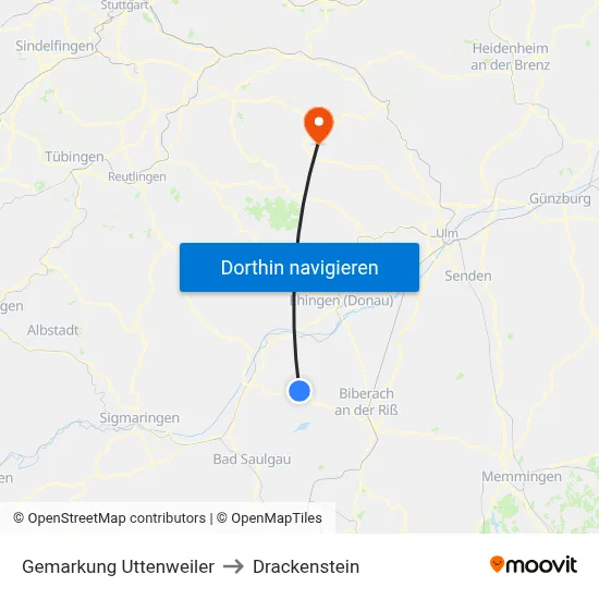 Gemarkung Uttenweiler to Drackenstein map