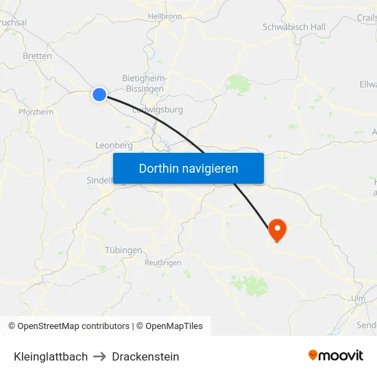 Kleinglattbach to Drackenstein map