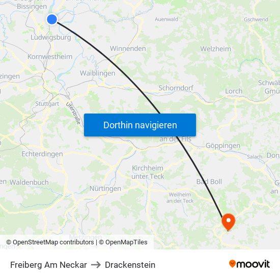 Freiberg Am Neckar to Drackenstein map
