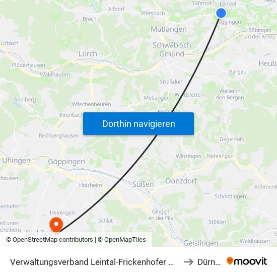 Verwaltungsverband Leintal-Frickenhofer Höhe to Dürnau map