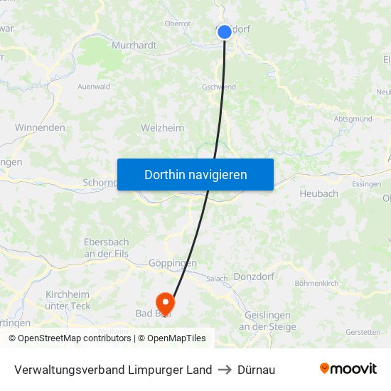Verwaltungsverband Limpurger Land to Dürnau map