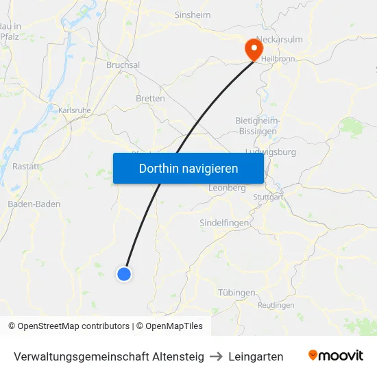 Verwaltungsgemeinschaft Altensteig to Leingarten map
