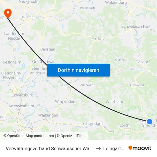 Verwaltungsverband Schwäbischer Wald to Leingarten map