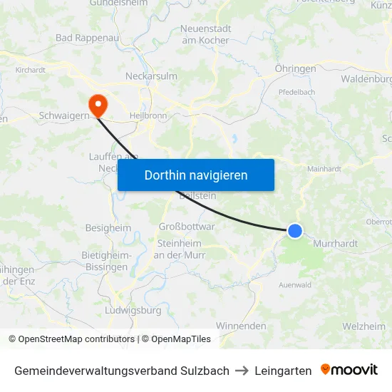 Gemeindeverwaltungsverband Sulzbach to Leingarten map