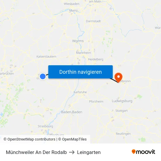 Münchweiler An Der Rodalb to Leingarten map