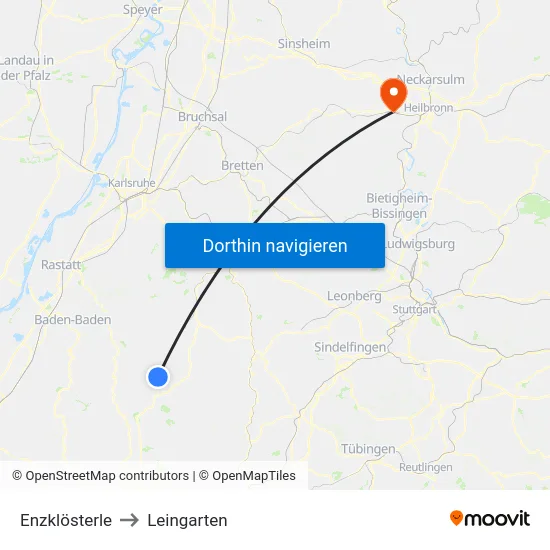 Enzklösterle to Leingarten map