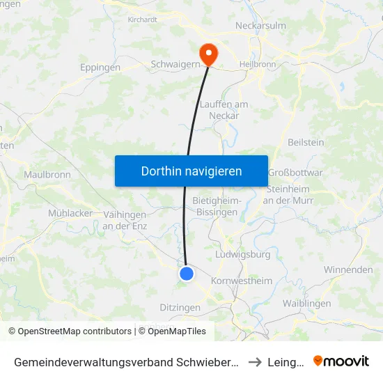 Gemeindeverwaltungsverband Schwieberdingen-Hemmingen to Leingarten map