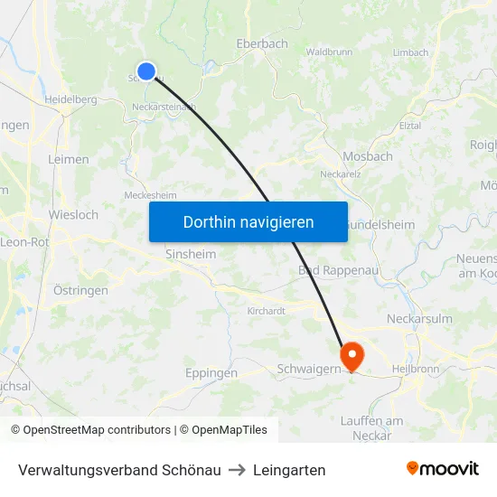 Verwaltungsverband Schönau to Leingarten map