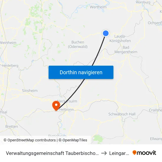 Verwaltungsgemeinschaft Tauberbischofsheim to Leingarten map