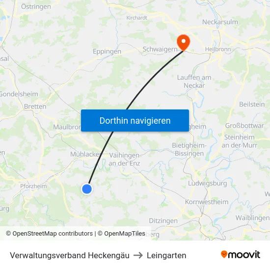 Verwaltungsverband Heckengäu to Leingarten map
