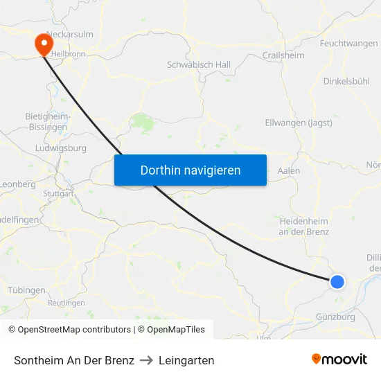 Sontheim An Der Brenz to Leingarten map