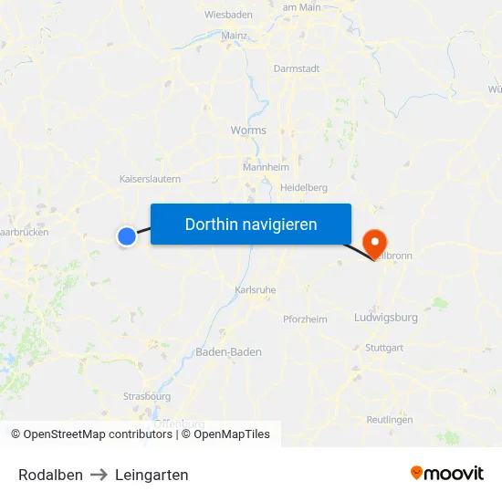 Rodalben to Leingarten map
