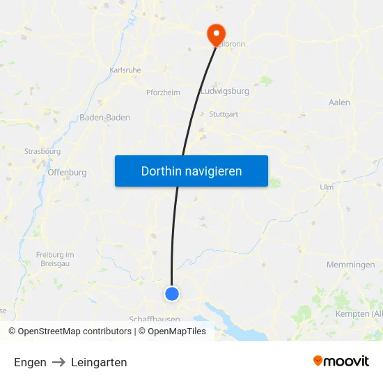 Engen to Leingarten map
