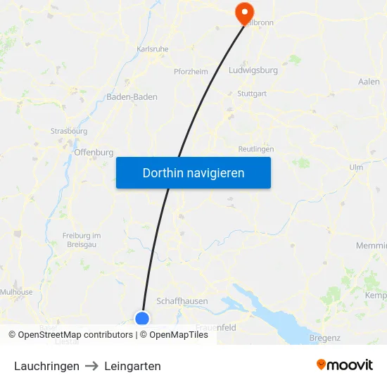 Lauchringen to Leingarten map